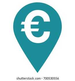 Euro Map Marker vector icon. Flat soft blue symbol. Pictogram is isolated on a white background. Designed for web and software interfaces.