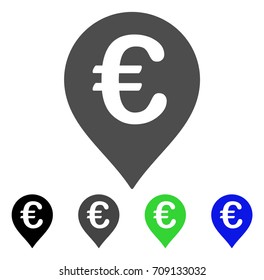 Euro Map Marker vector pictograph. Style is a flat graphic symbol in black, gray, blue, green color variants. Designed for web and mobile apps.