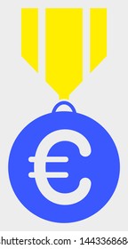 Euro Medal vector icon. A flat illustration design of Euro Medal icon on a white background.