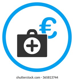 Euro Medical Payment vector icon. Style is bicolor flat circled symbol, blue and gray colors, rounded angles, white background.