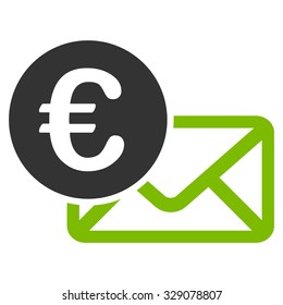 Euro Message vector icon. Style is bicolor flat symbol, eco green and gray colors, rounded angles, white background.