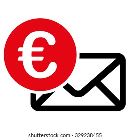 Euro Message vector icon. Style is bicolor flat symbol, intensive red and black colors, rounded angles, white background.