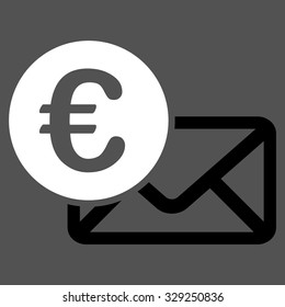 Euro Message vector icon. Style is bicolor flat symbol, black and white colors, rounded angles, gray background.