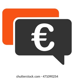 Euro Messages icon. Vector style is bicolor flat iconic symbol with rounded angles, orange and gray colors, white background.