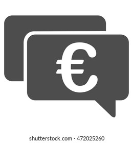 Euro Messages icon. Vector style is flat iconic symbol with rounded angles, gray color, white background.