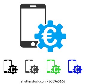 Euro Mobile Bank Configuration flat vector pictograph. Colored euro mobile bank configuration gray, black, blue, green pictogram variants. Flat icon style for web design.