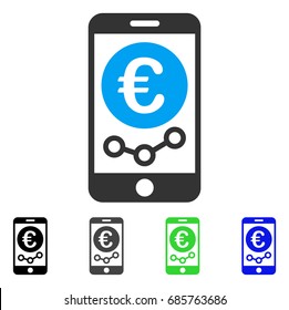 Euro Mobile Market Monitoring flat vector pictogram. Colored Euro mobile market monitoring gray, black, blue, green pictogram versions. Flat icon style for application design.