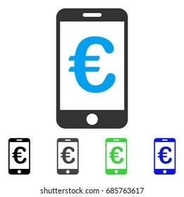 Euro Mobile Payment flat vector pictograph. Colored Euro mobile payment gray, black, blue, green pictogram variants. Flat icon style for web design.
