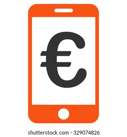 Euro Mobile Payment vector icon. Style is bicolor flat symbol, orange and gray colors, rounded angles, white background.