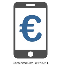 Euro Mobile Payment vector icon. Style is bicolor flat symbol, cobalt and gray colors, rounded angles, white background.