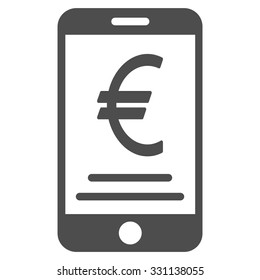 Euro Mobile Payment vector icon. Style is flat gray symbol, rounded angles, white background.