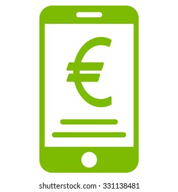 Euro Mobile Payment vector icon. Style is flat eco green symbol, rounded angles, white background.