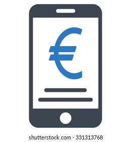 Euro Mobile Payment vector icon. Style is flat bicolor smooth blue symbol, rounded angles, white background.
