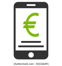 Euro Mobile Payment vector icon. Style is flat bicolor eco green and gray symbol, rounded angles, white background.