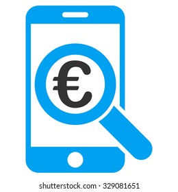 Euro Mobile Research vector icon. Style is bicolor flat symbol, blue and gray colors, rounded angles, white background.