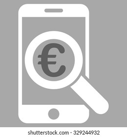 Euro Mobile Research vector icon. Style is bicolor flat symbol, dark gray and white colors, rounded angles, silver background.