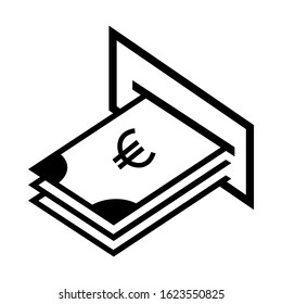 Euro money from automatic teller machine icon symbol vector illustration