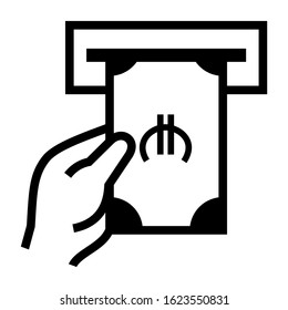 Euro money from automatic teller machine icon symbol vector illustration