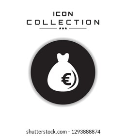 Euro money bag icon for business and banking.