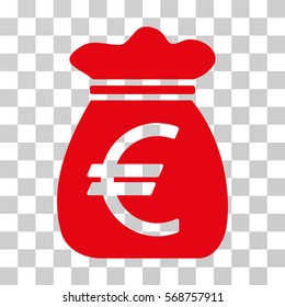 Euro Money Bag icon. Vector illustration style is flat iconic symbol, red color, transparent background. Designed for web and software interfaces.