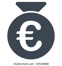Euro Money Bag vector icon. Style is flat symbol, smooth blue color, rounded angles, white background.