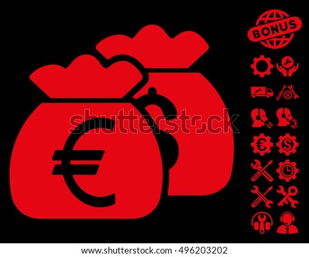 Euro Money Bags Pictograph Bonus Tools Stock Vector Royalty - 