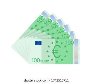 Euro money banknotes. Flat euro for paper money. Business concept. Vector stock illustration.