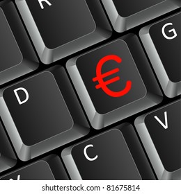 euro money business concept with computer keyboard. Vector illustration.