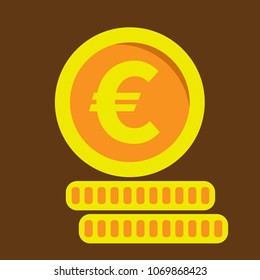 euro money coin icon. Vector flat illustration