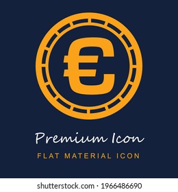 Euro Money Coin Symbol premium material ui ux isolated vector icon in navy blue and orange colors