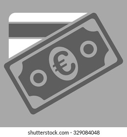 Euro Money Credit Card vector icon. Style is bicolor flat symbol, dark gray and white colors, rounded angles, silver background.