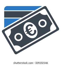 Euro Money Credit Card vector icon. Style is bicolor flat symbol, smooth blue colors, rounded angles, white background.