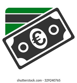 Euro Money Credit Card vector icon. Style is bicolor flat symbol, green and gray colors, rounded angles, white background.