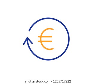 Euro Money exchange line icon. Banking currency sign. EUR Cash symbol. Colorful outline concept. Blue and orange thin line color icon. Exchange currency Vector