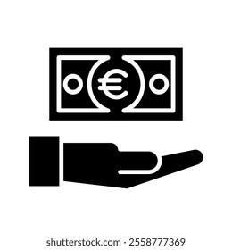 Euro money with hand vector illustration, bank, business icon