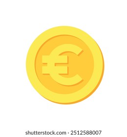 Euro money icon. Gold coin with EUR symbol vector illustration.