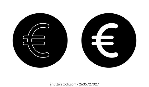 Euro money icon on black circle. Europe currency sign symbol