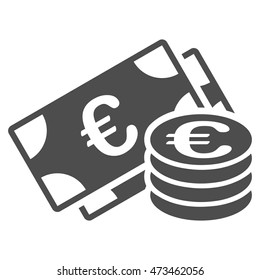 Euro Money Icon. Vector Style Is Flat Iconic Symbol With Rounded Angles, Gray Color, White Background.