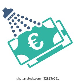 Euro Money Laundry vector icon. Style is bicolor flat symbol, cobalt and cyan colors, rounded angles, white background.