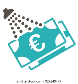 Euro Money Laundry vector icon. Style is bicolor flat symbol, grey and cyan colors, rounded angles, white background.