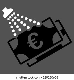Euro Money Laundry vector icon. Style is bicolor flat symbol, black and white colors, rounded angles, gray background.