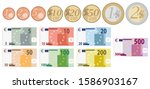 euro money notes and coins set
