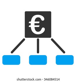 Euro Money Payment vector icon. Style is bicolor flat symbol, blue and gray colors, rounded angles, white background.