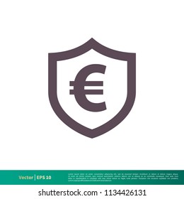 Euro Money Shield Icon Vector Logo Template Illustration Design. Vector EPS 10.