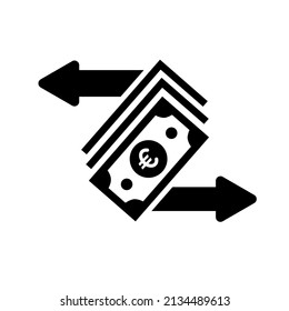 Euro Money Transfer vector icon. Style is flat symbol, gray color, rounded angles, white background.