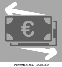 Euro Money Transfer vector icon. Style is bicolor flat symbol, dark gray and white colors, rounded angles, silver background.