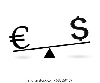 Euro is more value than dollar currency concept vector
