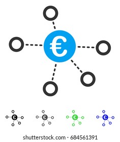 Euro Network flat vector pictogram. Colored euro network gray, black, blue, green pictogram versions. Flat icon style for application design.