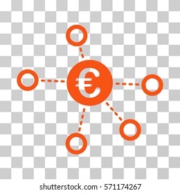 Euro Network icon. Vector illustration style is flat iconic symbol, orange color, transparent background. Designed for web and software interfaces.