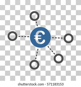 Euro Network icon. Vector illustration style is flat iconic bicolor symbol, cobalt and gray colors, transparent background. Designed for web and software interfaces.